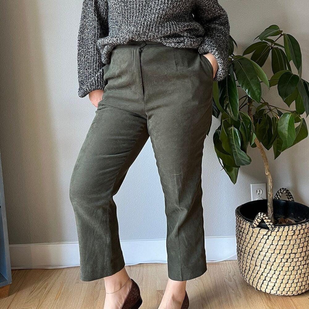 vtg 90s Smith & Hawken green cropped pants straight leg trousers casual Medium - Picture 2 of 8